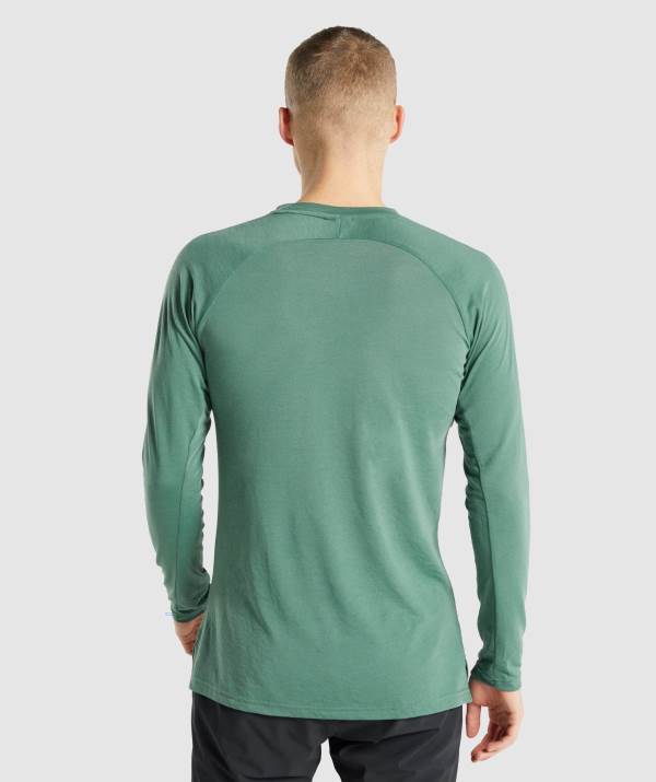 Panske Mikiny Gymshark Studio Long Sleeve Zelene | FB5389604